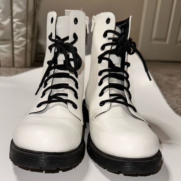 White Combat Boots Faux Leather Combat Boot - Picture 5 of 11